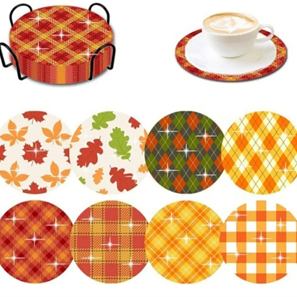 Set of Colorful Autumn Coasters
